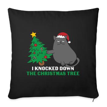 Katzen Geschenk- Weihnachten Geschenk Katze - Sofakissenbezug 45 x 45 cm - Schwarz - Vorne