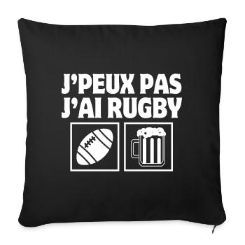 rugby, fan de rugby, rugby humour, rugby sport - Housse de coussin décorative 45 x 45 cm - noir - Devant