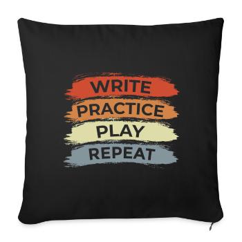 Ukulélé Motivation Look Vintage - Housse de coussin décorative 45 x 45 cm - noir - Devant