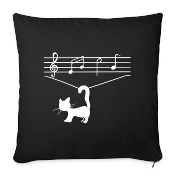 Chat drôle jouant avec des notes de musique Chat drôle - Housse de coussin décorative 45 x 45 cm - noir - Devant