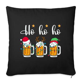Ho Ho Ho Bière Noël Trois Bières Noël - Housse de coussin décorative 45 x 45 cm - noir - Devant