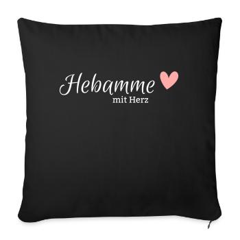 Hebamme mit Herz - Sofakissenbezug 45 x 45 cm - Schwarz - Vorne