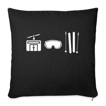 Remonte-pente Ski Lunettes de ski Ski - Housse de coussin décorative 45 x 45 cm - noir - Devant