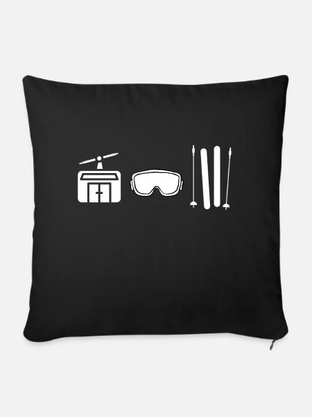 Skilift Skibrille Ski - Sofakissenbezug 45 x 45 cm - Schwarz