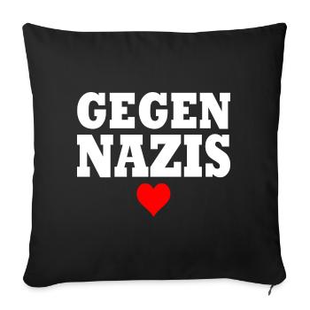 Gegen nazis - Sofakissenbezug 45 x 45 cm - Schwarz - Vorne