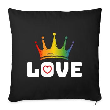 Love Heart rouge arc-en-ciel couronne blanc lgbt tshirt - Housse de coussin décorative 45 x 45 cm - noir - Devant