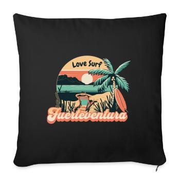 Fuerteventura Surfing Surfboard Palm Trees Island Summer - Sofa pillowcase 17,3'' x 17,3'' (45 x 45 cm) - black - Front