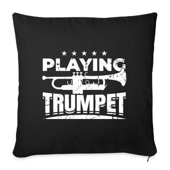 Playing the trumpet - Sofa pillowcase 17,3'' x 17,3'' (45 x 45 cm) - black - Front