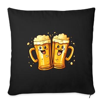 Chopes à bière drôles Rire Bière Boire de l’alcool Humour - Housse de coussin décorative 45 x 45 cm - noir - Devant