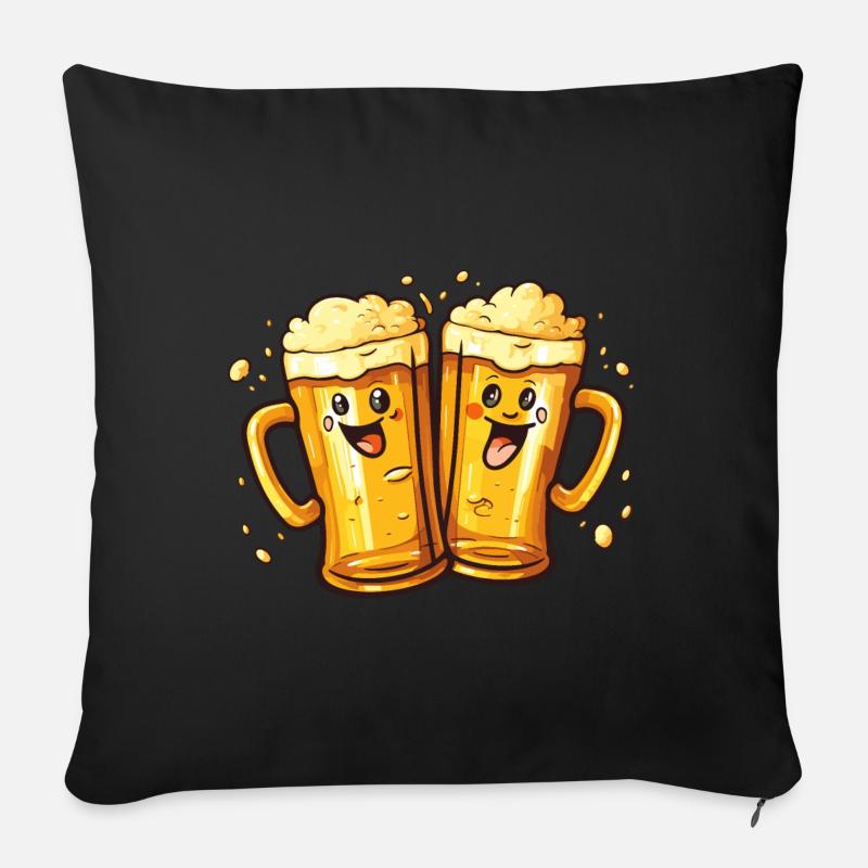 Chopes à bière drôles Rire Bière Boire de l’alcool Humour - Housse de coussin décorative 45 x 45 cm - noir