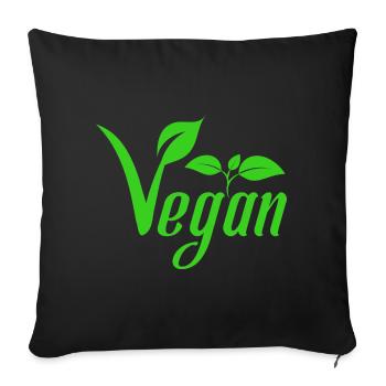 Végétalien avec les feuilles pour le végétal végétalien - Housse de coussin décorative 45 x 45 cm - noir - Devant