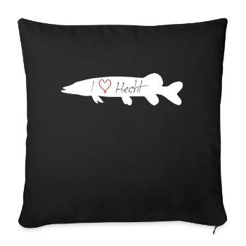 I Love pike in white with transparent lettering - Sofa pillowcase 17,3'' x 17,3'' (45 x 45 cm) - black - Front