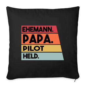 Ehemann Papa Pilot Held - Sofakissenbezug 45 x 45 cm - Schwarz - Vorne
