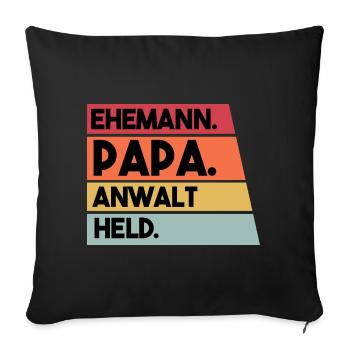 Ehemann Papa Anwalt Held - Sofakissenbezug 45 x 45 cm - Schwarz - Vorne