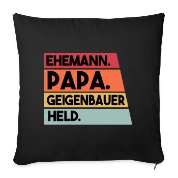 Ehemann Papa Geigenbauer Held - Sofakissenbezug 45 x 45 cm - Schwarz - Vorne