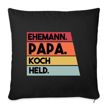 Ehemann Papa Koch Held - Sofakissenbezug 45 x 45 cm - Schwarz - Vorne