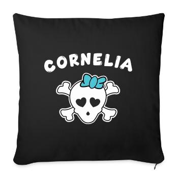 Piratin Cornelia Design für Mädchen und Frauen - Sofakissenbezug 45 x 45 cm - Schwarz - Vorne