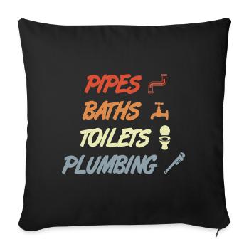 Plomberie - Housse de coussin décorative 45 x 45 cm - noir - Devant