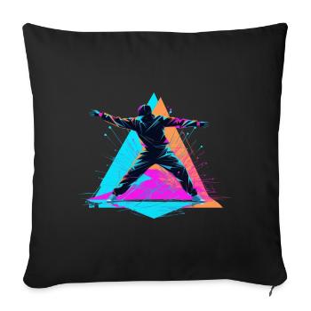 Retro Colors Breakdance - Sofa pillowcase 17,3'' x 17,3'' (45 x 45 cm) - black - Front