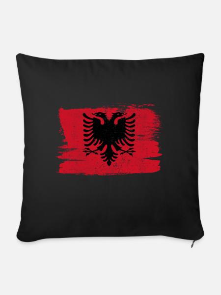 Albanien Flagge Flagge Frieden Vintage Adler - Sofakissenbezug 45 x 45 cm - Schwarz