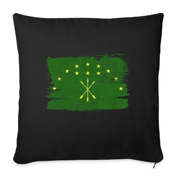 Adighezia Bandiera Adyguéa drapeau paix Vintage - Housse de coussin décorative 45 x 45 cm - noir - Devant