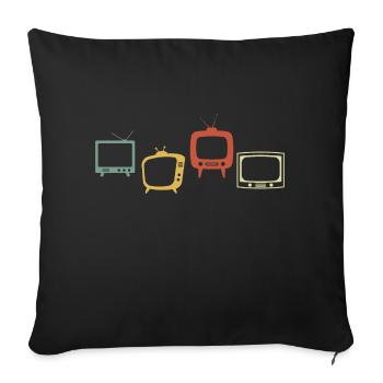 Vintage-Retro-Fernseher - Sofakissenbezug 45 x 45 cm - Schwarz - Vorne