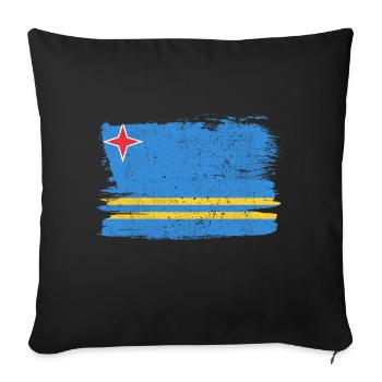 Aruba Bandiera Drapeau Paix Vintage - Housse de coussin décorative 45 x 45 cm - noir - Devant