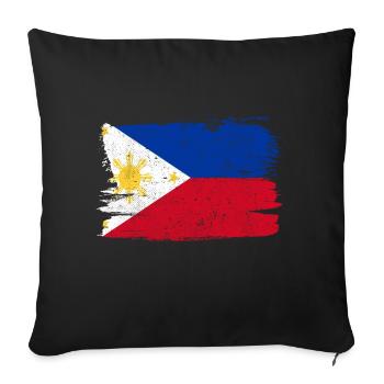 Drapeau des Philippines drapeau paix Vintage - Housse de coussin décorative 45 x 45 cm - noir - Devant