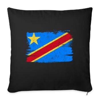 Drapeau de la République démocratique du Congo - Housse de coussin décorative 45 x 45 cm - noir - Devant