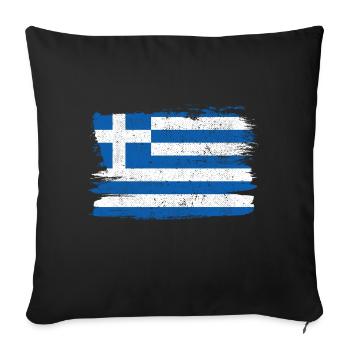 Greece Flag Flag Peace Vintage - Sofa pillowcase 17,3'' x 17,3'' (45 x 45 cm) - black - Front