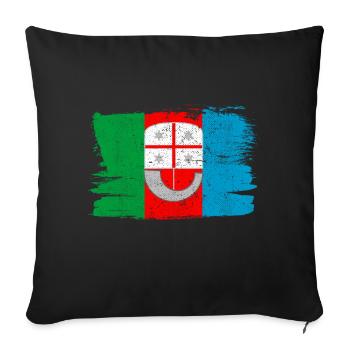 Drapeau de la Ligurie Drapeau Italie Paix Vintage - Housse de coussin décorative 45 x 45 cm - noir - Devant