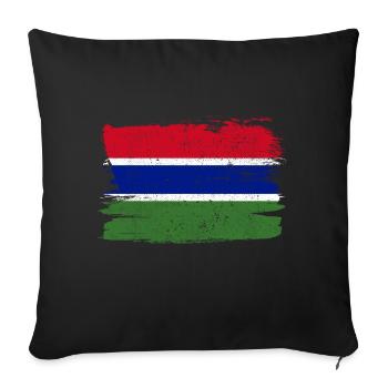 Drapeau de la Gambie Drapeau de la paix Vintage - Housse de coussin décorative 45 x 45 cm - noir - Devant