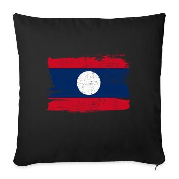 Drapeau du Laos Drapeau de la paix Vintage - Housse de coussin décorative 45 x 45 cm - noir - Devant