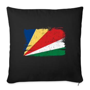 Drapeau des Seychelles Drapeau de la paix Vintage - Housse de coussin décorative 45 x 45 cm - noir - Devant