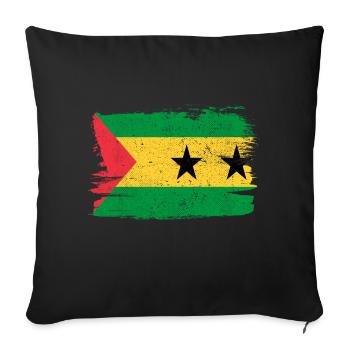 Sao Tome and Príncipe Flag Flag Peace Vintage - Sofa pillowcase 17,3'' x 17,3'' (45 x 45 cm) - black - Front
