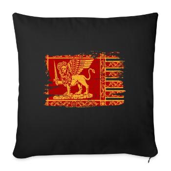 Venise Lion ailé drapeau Italie drapeau paix - Housse de coussin décorative 45 x 45 cm - noir - Devant
