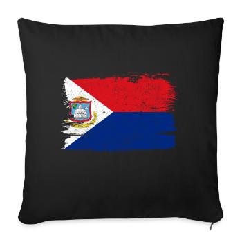 Saint Martin Flag Flag Peace Vintage - Sofa pillowcase 17,3'' x 17,3'' (45 x 45 cm) - black - Front