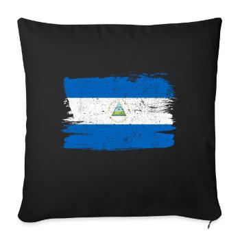 Drapeau du Nicaragua drapeau paix Vintage - Housse de coussin décorative 45 x 45 cm - noir - Devant