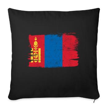 Mongolie drapeau drapeau paix Vintage - Housse de coussin décorative 45 x 45 cm - noir - Devant