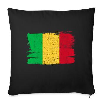 Drapeau du Mali Drapeau Paix Vintage - Housse de coussin décorative 45 x 45 cm - noir - Devant
