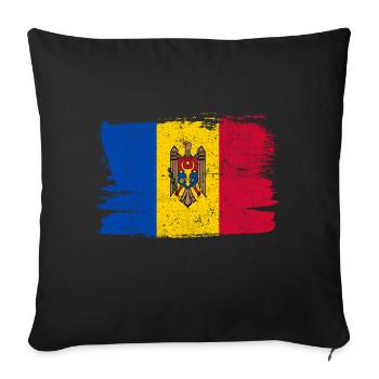 Moldova Flag Flag Peace Vintage - Sofa pillowcase 17,3'' x 17,3'' (45 x 45 cm) - black - Front