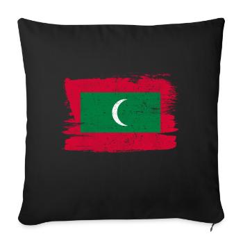 Drapeau des Maldives Drapeau de la paix Vintage - Housse de coussin décorative 45 x 45 cm - noir - Devant
