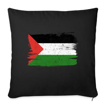 Drapeau de la Palestine drapeau paix Vintage - Housse de coussin décorative 45 x 45 cm - noir - Devant