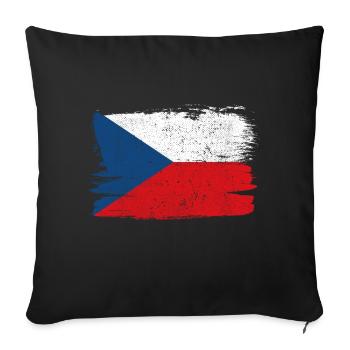 République tchèque Tchéquie drapeau drapeau paix Vintage - Housse de coussin décorative 45 x 45 cm - noir - Devant