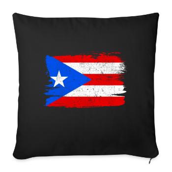 Porto Rico drapeau drapeau paix Vintage - Housse de coussin décorative 45 x 45 cm - noir - Devant