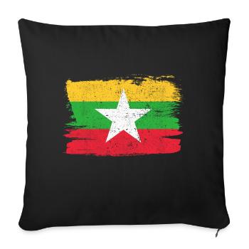 Myanmar Birmanie drapeau drapeau paix Vintage - Housse de coussin décorative 45 x 45 cm - noir - Devant