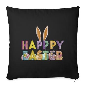 Easter bunny design with colorful letters - Sofa pillowcase 17,3'' x 17,3'' (45 x 45 cm) - black - Front