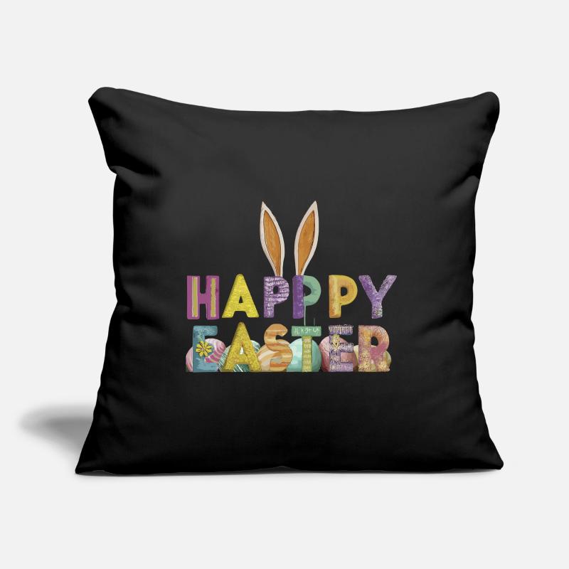 Conception de lapin de Pâques avec des lettres colorées Housse de coussin décorative 45 x 45 cm