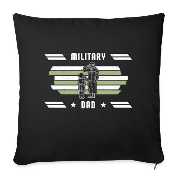 Papa Papa Fête des pères Soldat militaire - Housse de coussin décorative 45 x 45 cm - noir - Devant