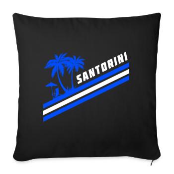 Palmiers au drapeau de Santorin, Grèce - Housse de coussin décorative 45 x 45 cm - noir - Devant